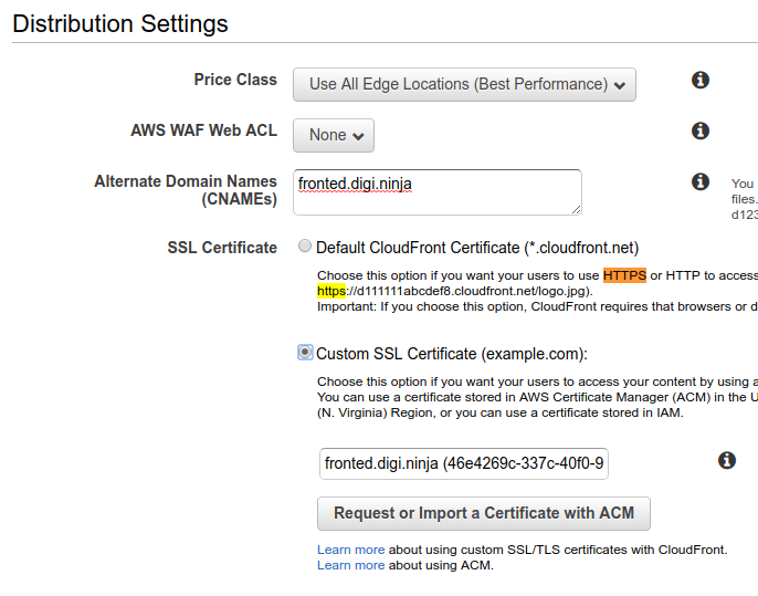 The distribution settings